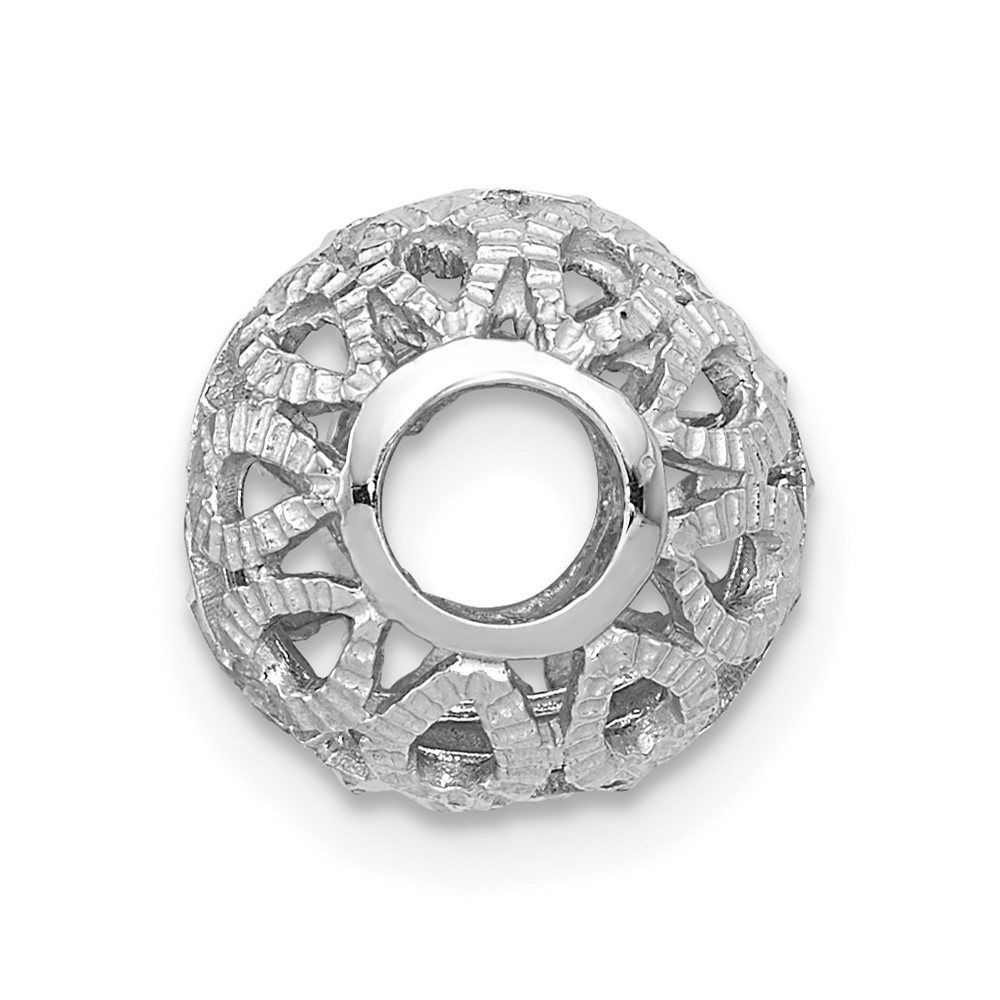 14k White Gold Diamond-cut Filigree Ball Chain Slide (SL136)