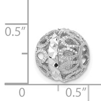 14K White Gold Diamond-cut Filigree Ball Chain Slide view 3