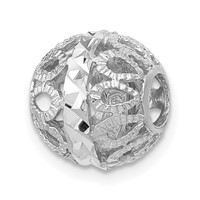 14K White Gold Diamond-cut Filigree Ball Chain Slide view 1