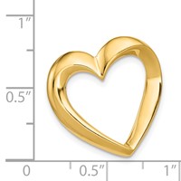 14K Yellow Gold Polished Heart Slide Fits Up to 4mm Regular 6mm Fancy Or Reversible Omega view 4