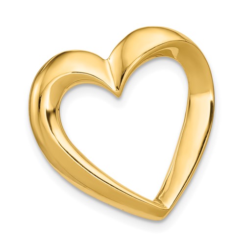 14K Polished Heart Slide Fits Up to 4mm Regular 6mm Fancy Or Reversible Omega