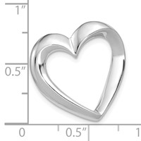 14K White Gold Polished Heart Slide Fits Up to 4mm Regular 6mm Fancy Or Reversible Omega view 2