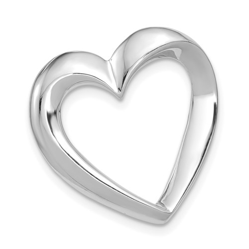 14K White Gold Polished Heart Slide Fits Up to 4mm Regular 6mm Fancy Or Reversible Omega