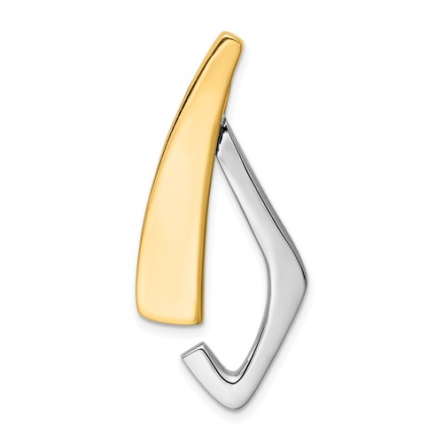 14K Two-tone Polished Slide Fits Up to 6mm Regular 8mm Fancy Or Reversible Omega