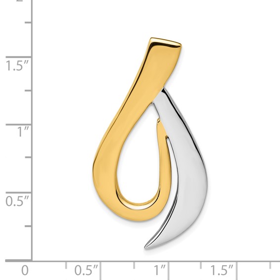 14k Two-tone Polished Slide Fits up to 6mm Regular/8mm Fancy or Reversible Omega