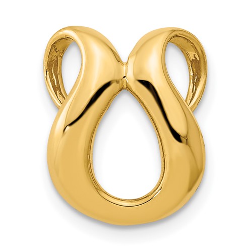 14K Yellow Gold Polished Slide Fits Up to 2mm Regular 4mm Fancy Or Reversible Omega