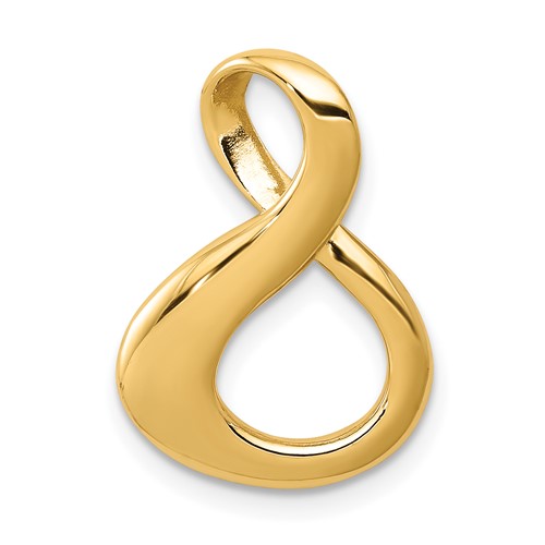 14K Yellow Gold Polished Slide Fits Up to 3mm Regular 6mm Fancy Or Reversible Omega