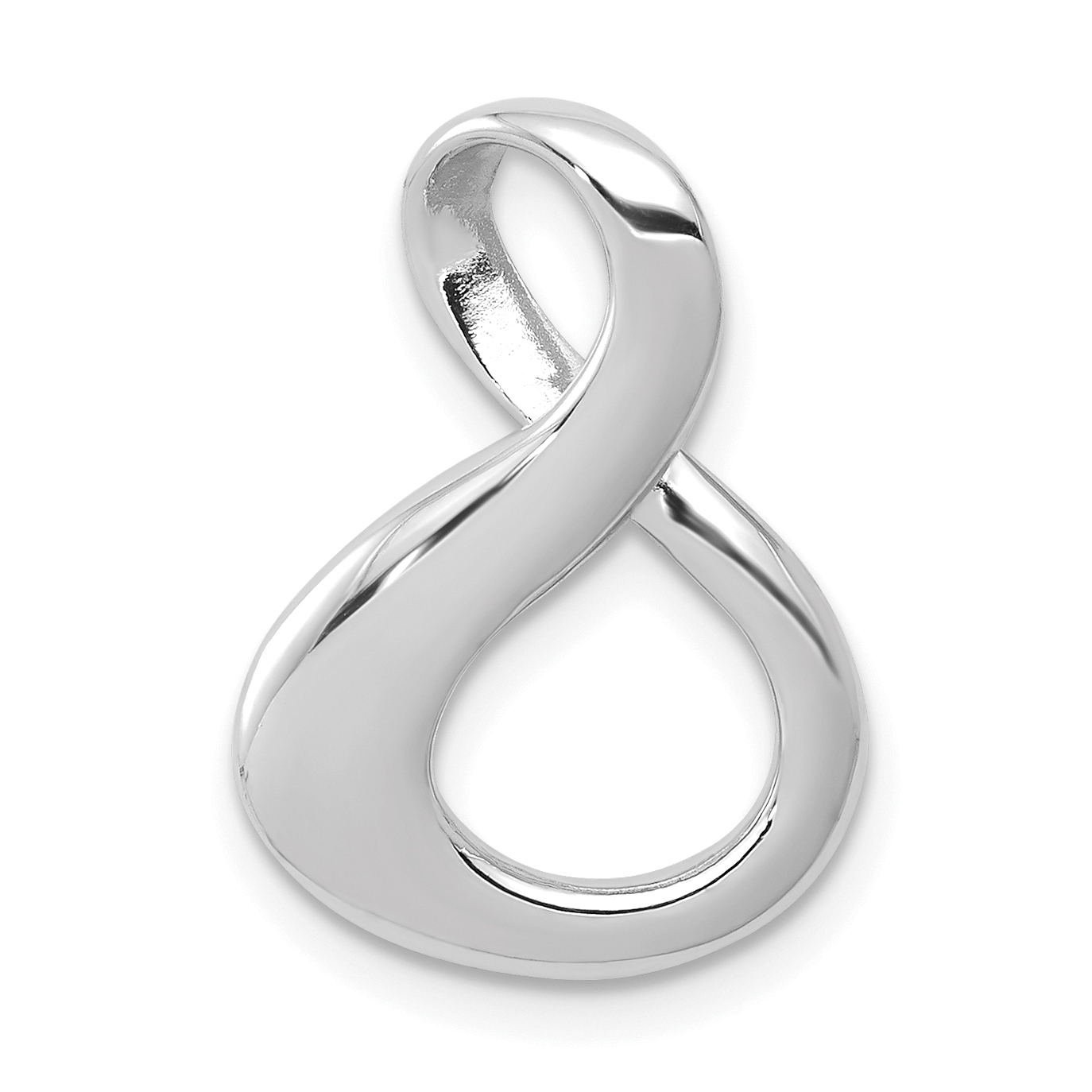 14k White Gold Polished Slide Fits up to 3mm Regular/6mm Fancy or Reversible Omega (SL292W)