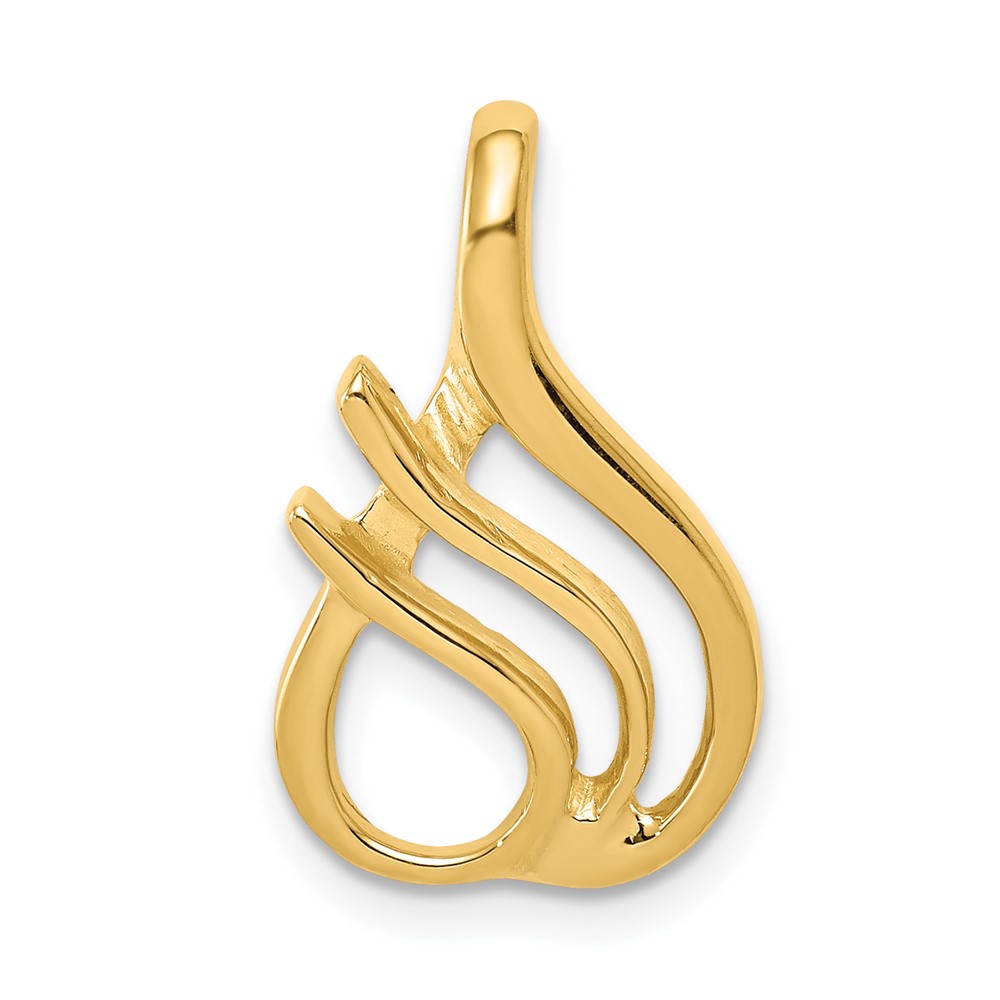 14K Yellow Gold Polished Slide Fits Up to 2mm Regular 4mm Fancy Or Reversible Omega