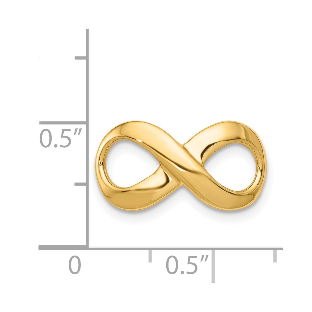 14k Polished Infinity Slide Fits up to 2mm Regular/3mm Fancy or Reversible Omega (SL295)