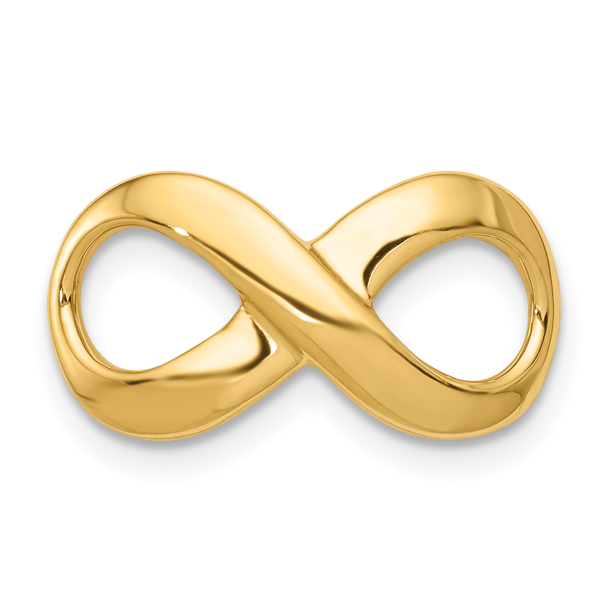 14k Polished Infinity Slide Fits up to 2mm Regular/3mm Fancy or Reversible Omega (SL295)