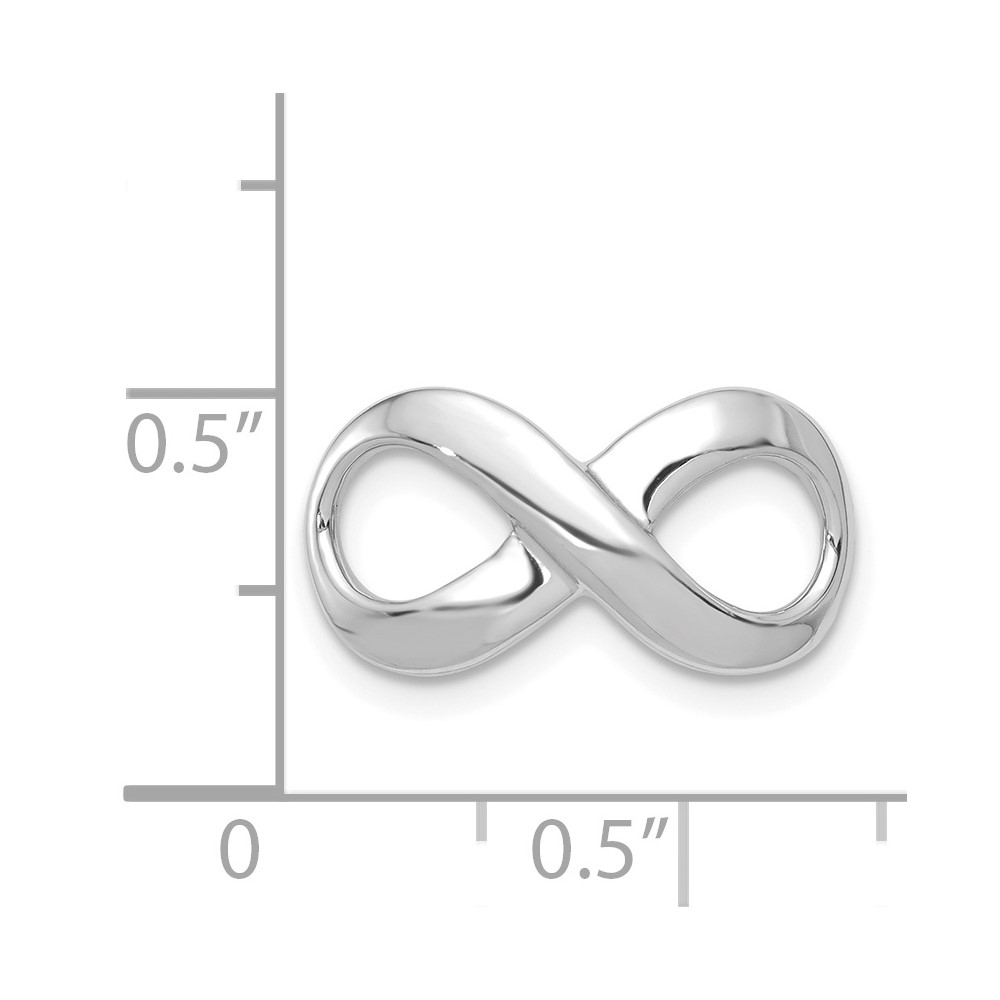 14k White Gold Polished Infinity Slide Fits up to 2mm Regular/3mm Fancy or Reversible Omega (SL295W)