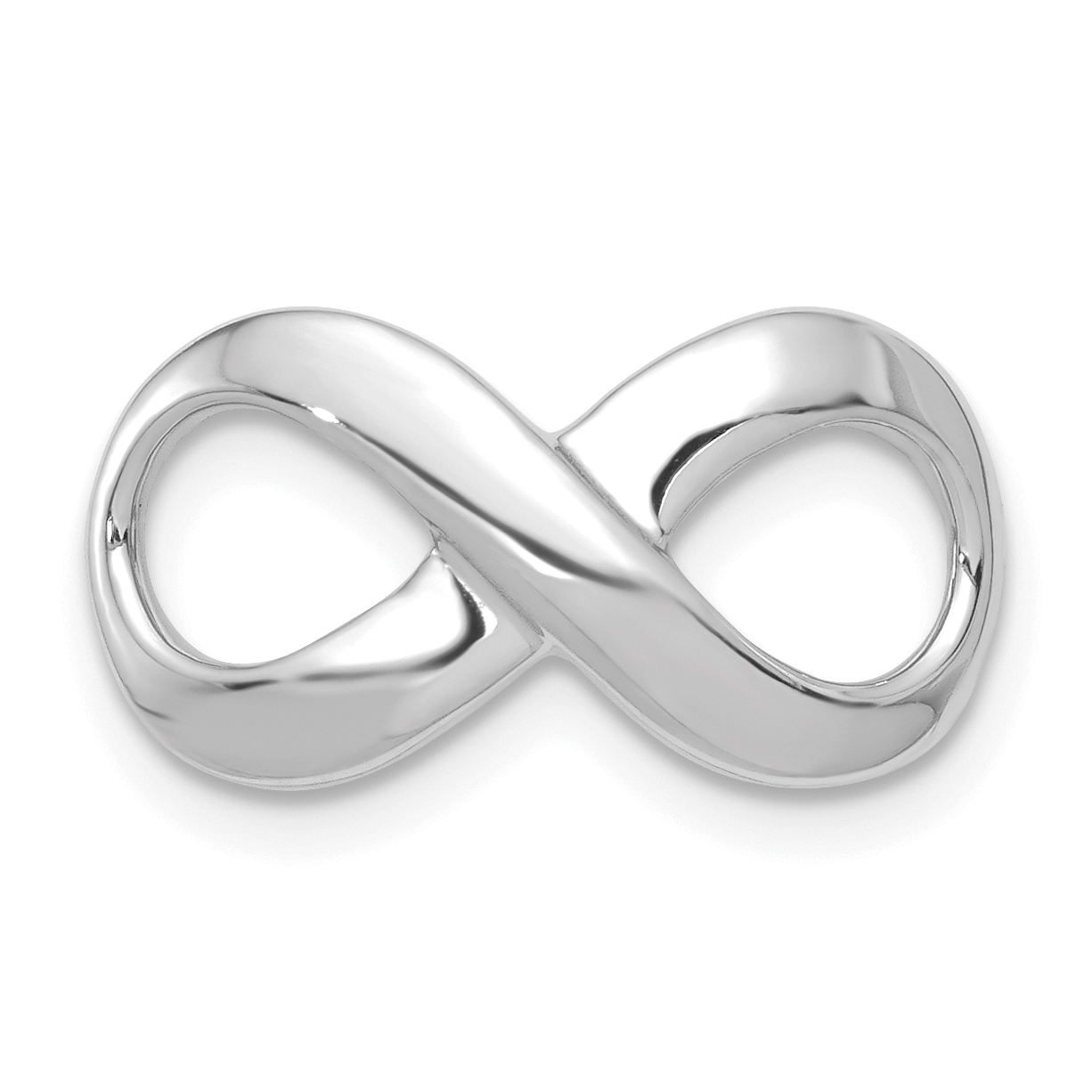 14k White Gold Polished Infinity Slide Fits up to 2mm Regular/3mm Fancy or Reversible Omega (SL295W)