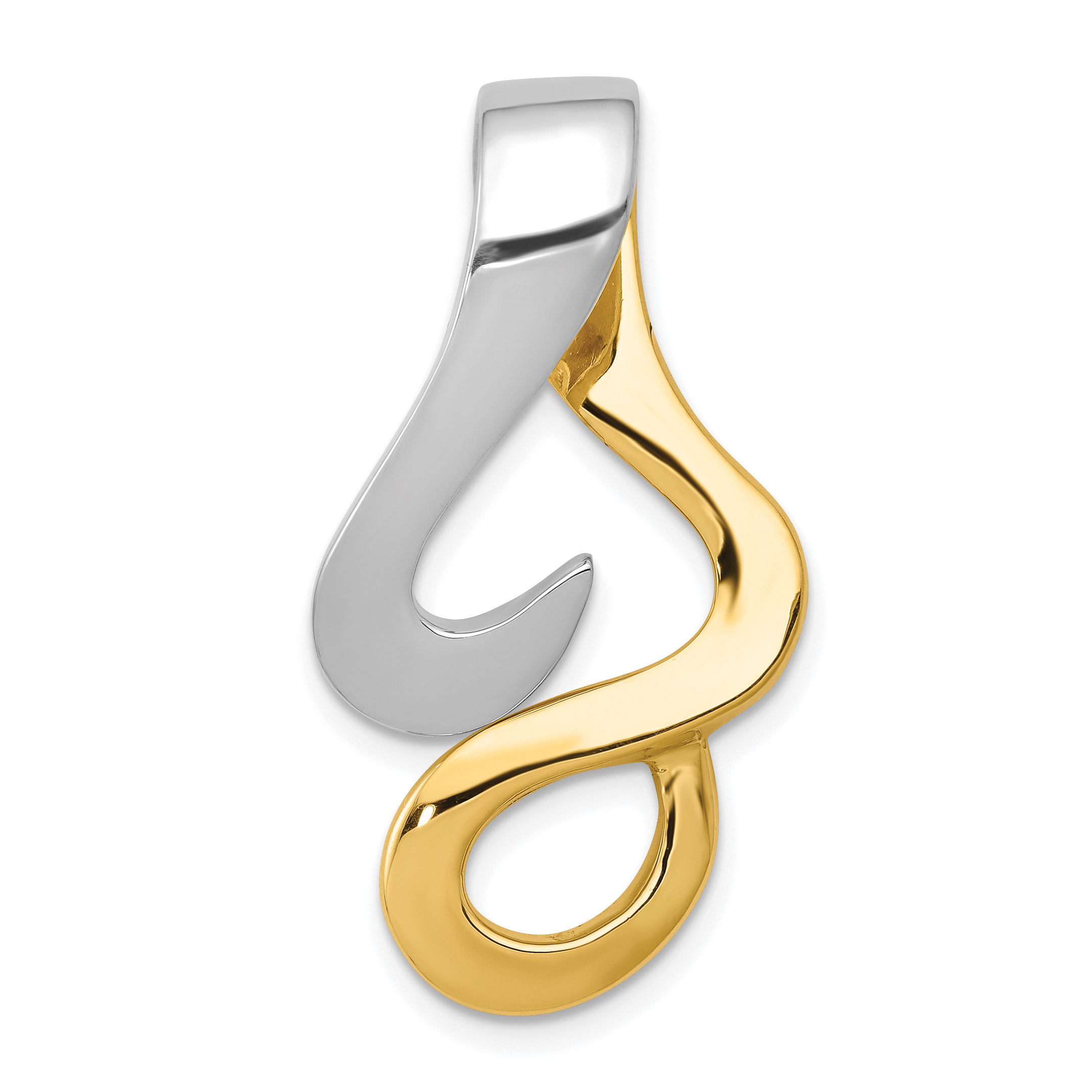 14k Two-Tone Slide Fits up to 10mm Regular/Fancy/Reversible Omega (SL296)