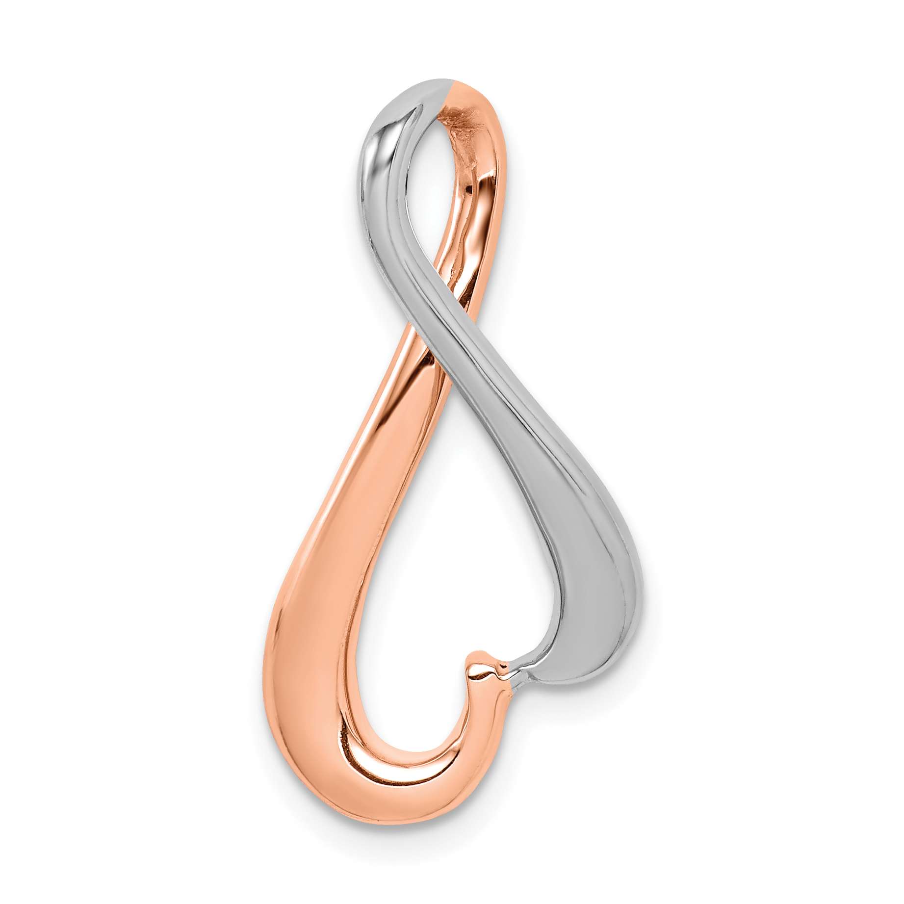 14K White and Rose Gold Slide Fits up to 4mm Regular/6mm Fancy or Reversible Omega (SL472)