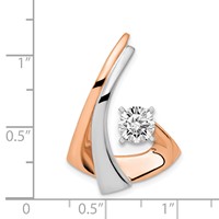 14K Two-tone White and Rose Gold Peg-Set Diamond Slide Mounting Fits Up to 2mm Regular 6mm Fancy Or Reversible Omega view 3