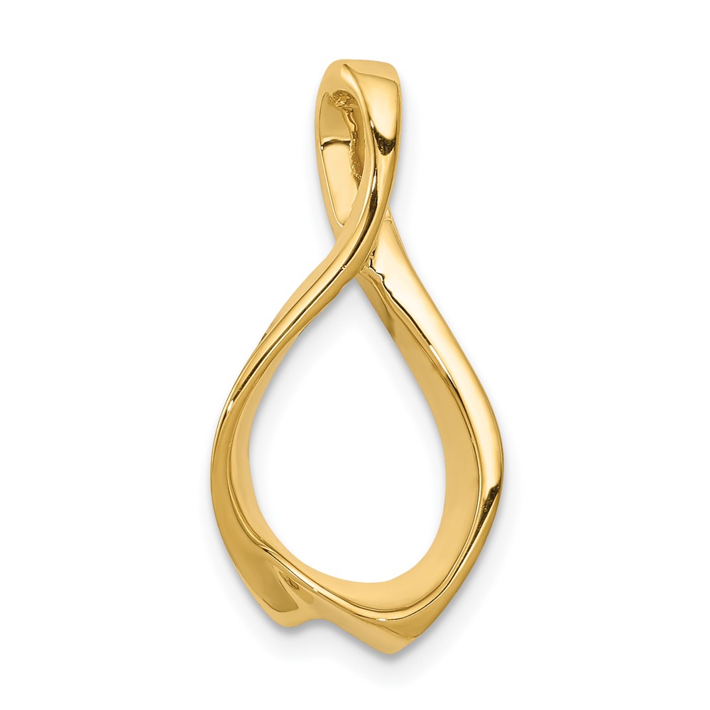 14K Yellow Gold Polished Slide Fits Up to 2mm Regular 4mm Fancy Or Reversible Omega