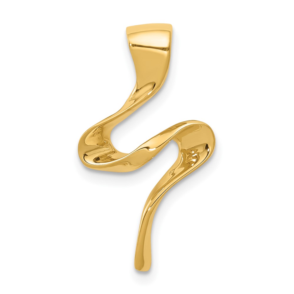 14K Yellow Gold Polished Slide Fits Up to 2mm Regular 4mm Fancy Or Reversible Omega
