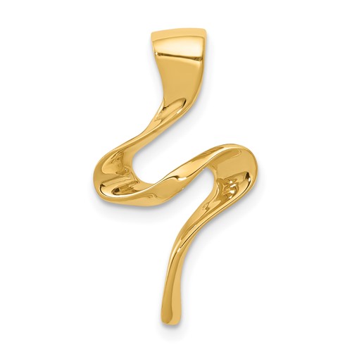14K Yellow Gold Polished Slide Fits Up to 2mm Regular 4mm Fancy Or Reversible Omega