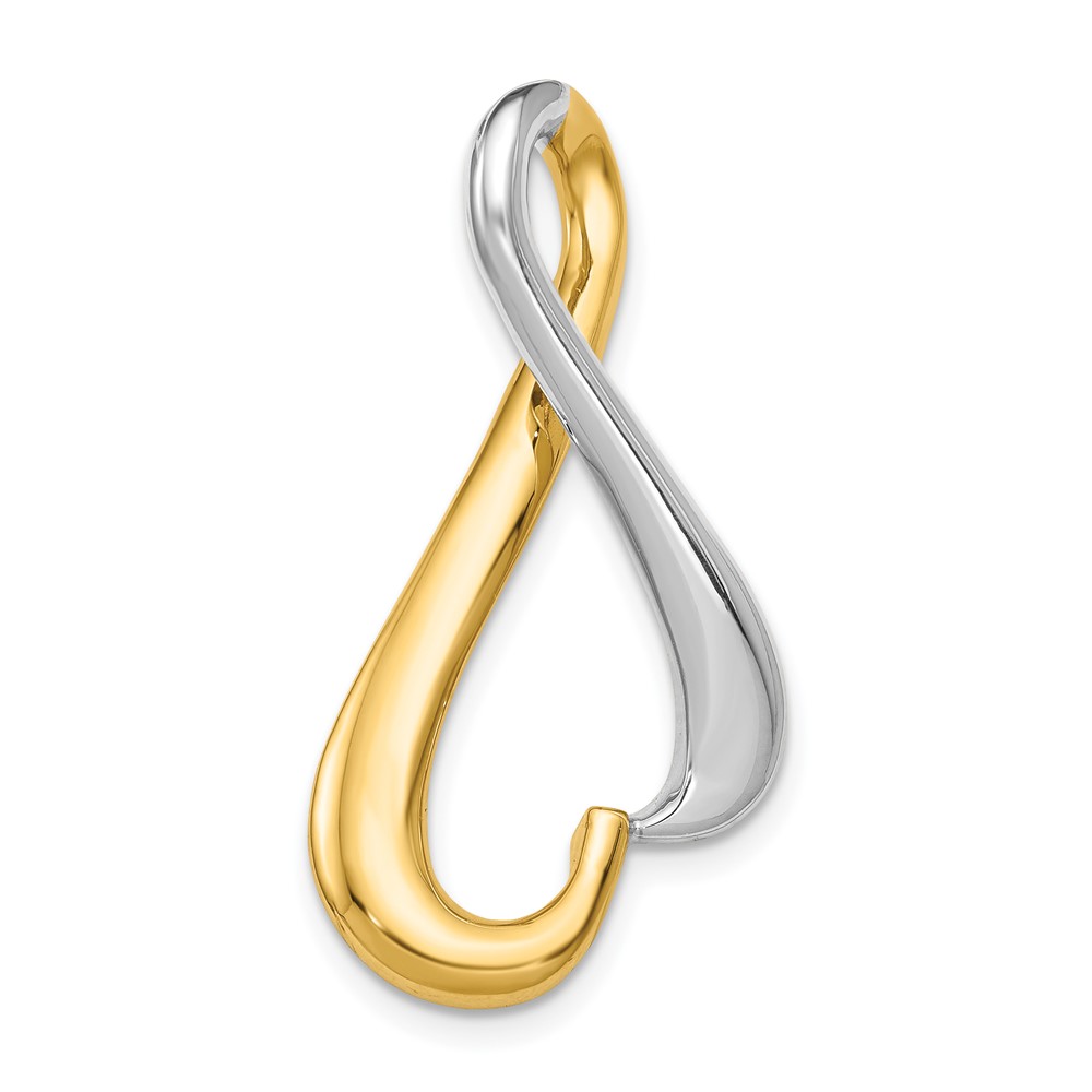 14K Two-tone Polished Slide Fits Up to 4mm Regular 6mm Fancy Or Reversible Omega