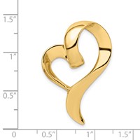 14K Yellow Gold Polished Heart Slide Fits Up to 8mm Regular 10mm Fancy Or Reversible Omega view 3