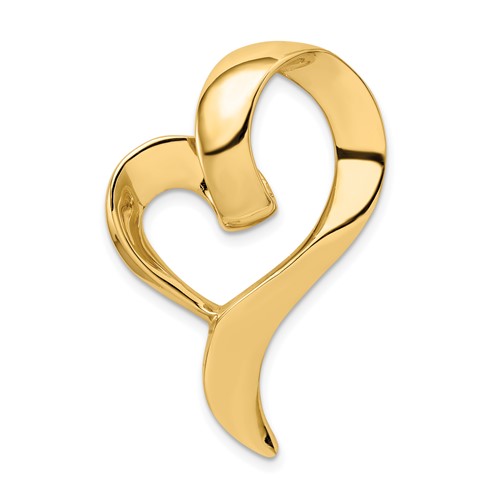 14K Yellow Gold Polished Heart Slide Fits Up to 8mm Regular 10mm Fancy Or Reversible Omega