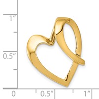 14K Yellow Gold Polished Heart Slide Fits Up to 4mm Regular 6mm Fancy Or Reversible Omega view 4