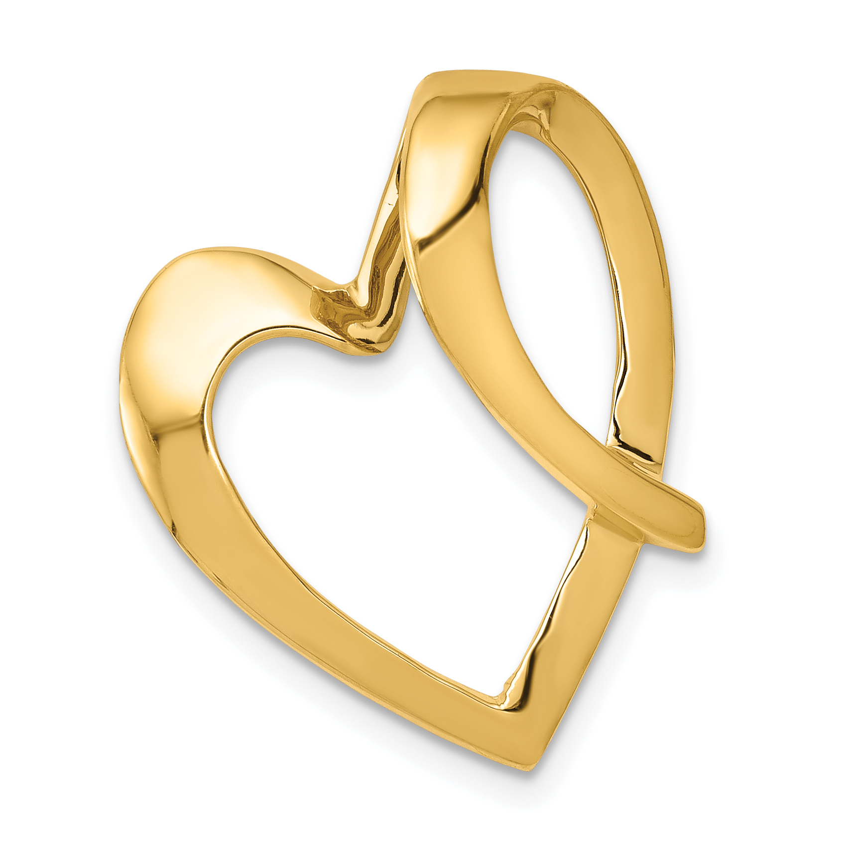 14k Polished Heart Slide Fits up to 4mm Regular/6mm Fancy or Reversible Omega (SL567)