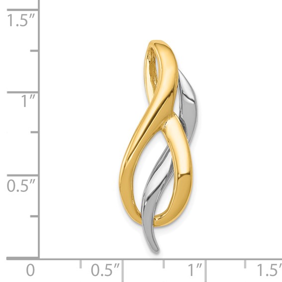 14K Two-Tone Slide Fits up to 4mm Regular/8mm Fancy or Reversible Omega
