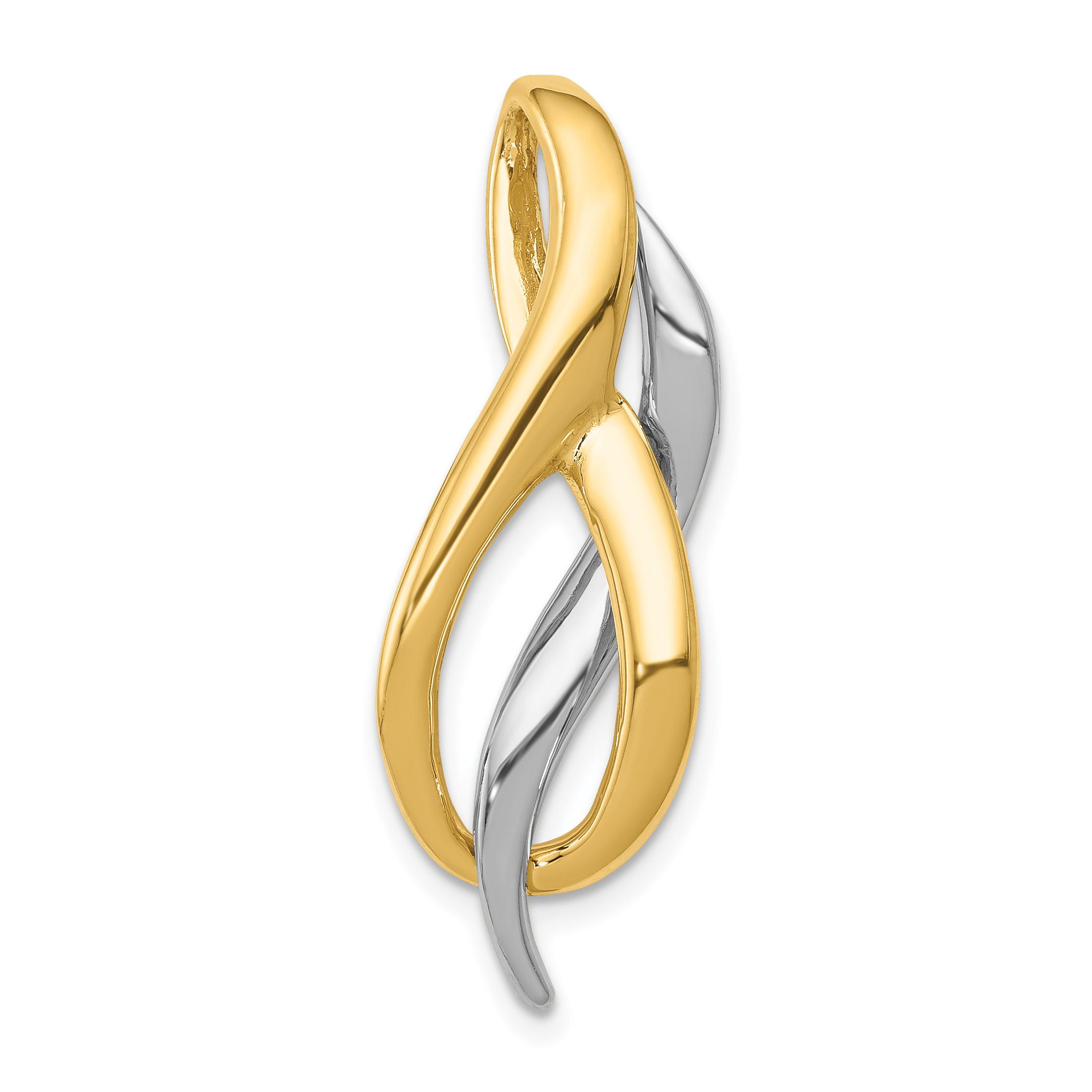 14K Two-Tone Slide Fits up to 4mm Regular/8mm Fancy or Reversible Omega (SL582)