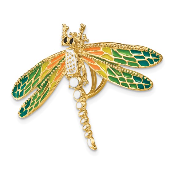 14K Multi-Color Enameled Dragonfly Omega Slide