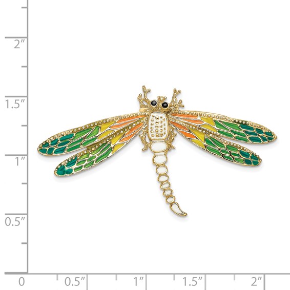 14K Multi-Color Enameled Dragonfly Omega Slide