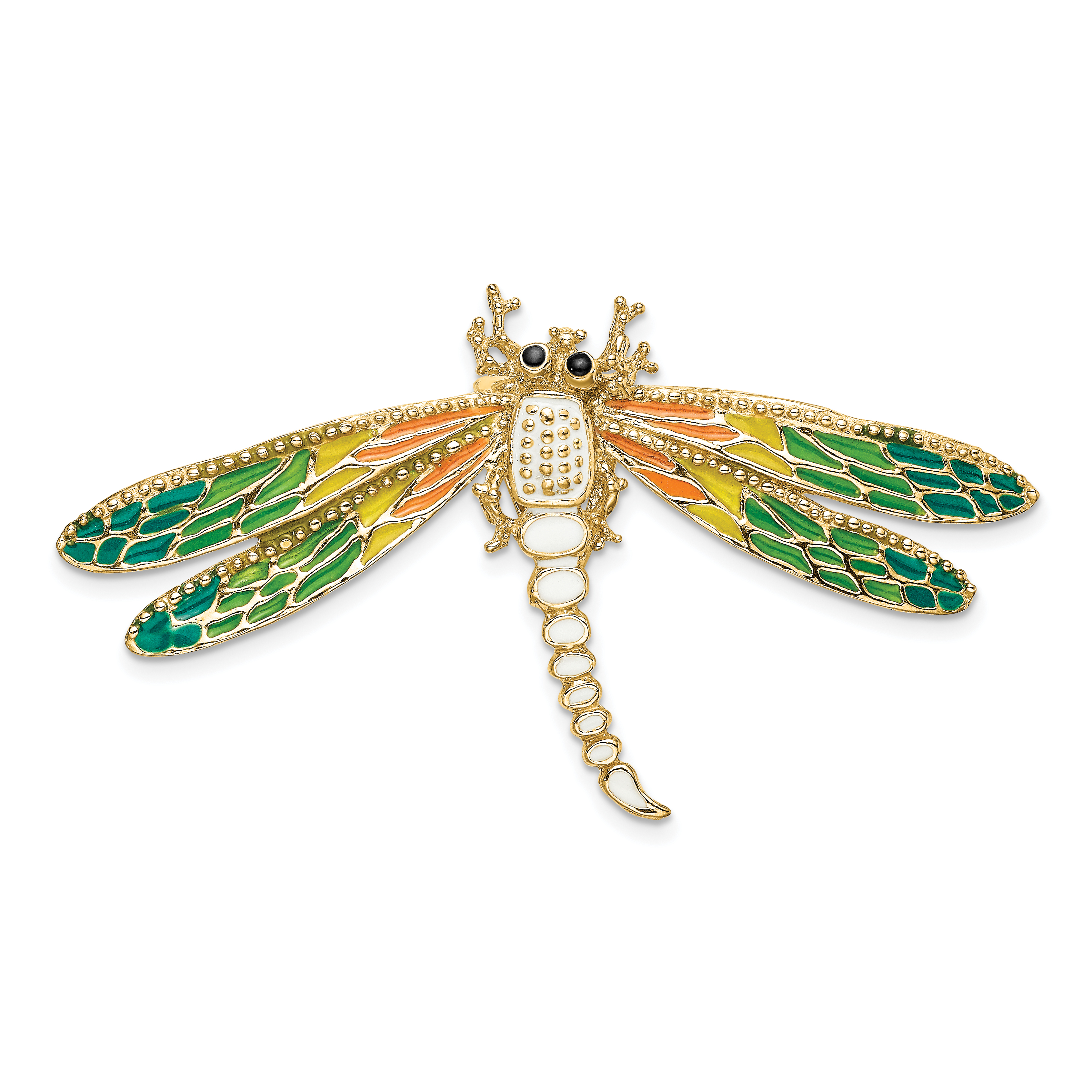 14K Multi-Color Enamel Dragonfly Charm (SL585)