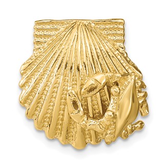 14k Scallop Shell with Crab Omega Slide