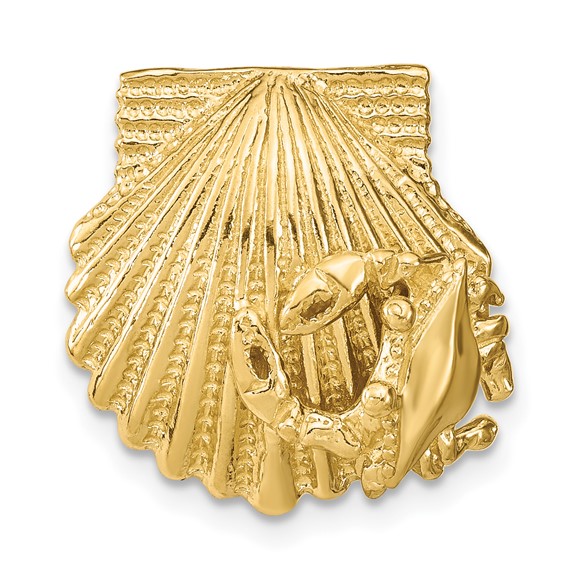 14k Scallop Shell with Crab Omega Slide