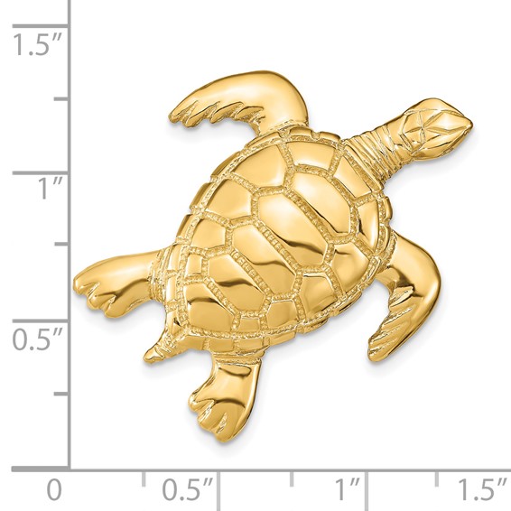 14K Large Polished Sea Turtle Omega Slide