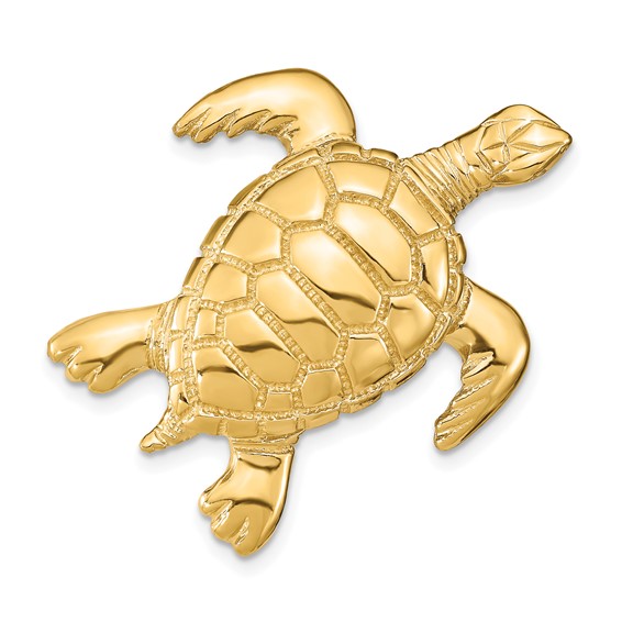 14K Large Polished Sea Turtle Omega Slide