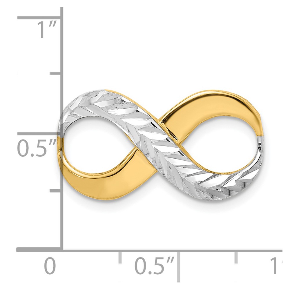 14K with Rhodium Diamond-cut Infinity Slide Fits up to 4mm Fancy or Reversible Omega Only (SL631)