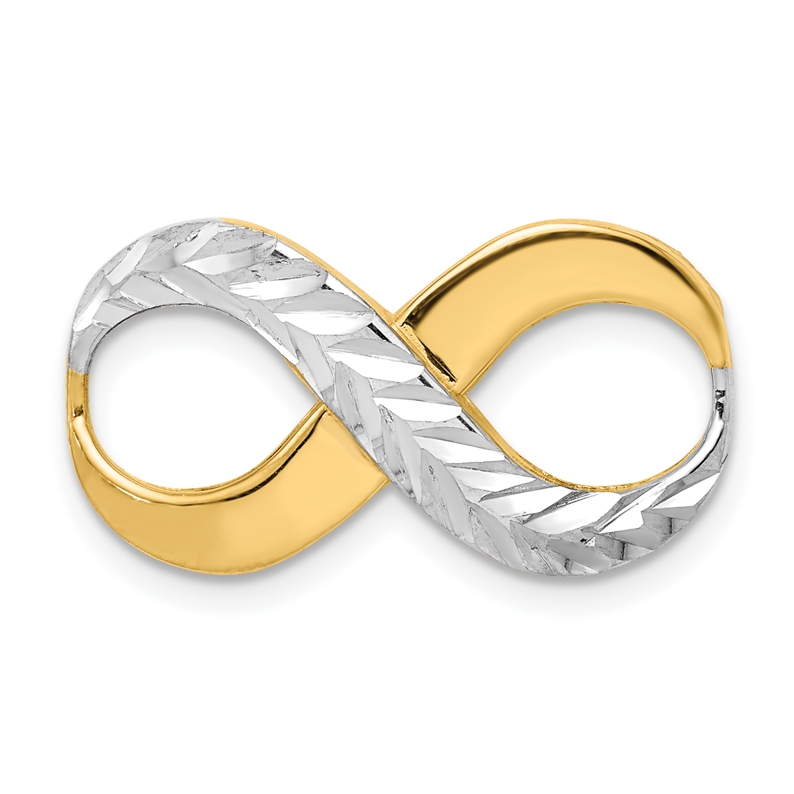 14K with Rhodium Diamond-cut Infinity Slide Fits up to 4mm Fancy or Reversible Omega Only (SL631)