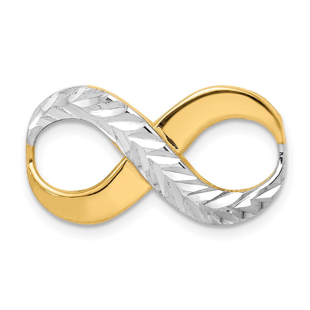 14K with Rhodium Diamond-cut Infinity Slide Fits up to 4mm Fancy or Reversible Omega Only (SL631)