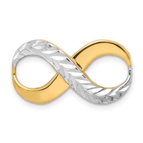 14K with Rhodium Diamond-cut Infinity Slide Fits Up to 4mm Fancy Or Reversible Omega Only