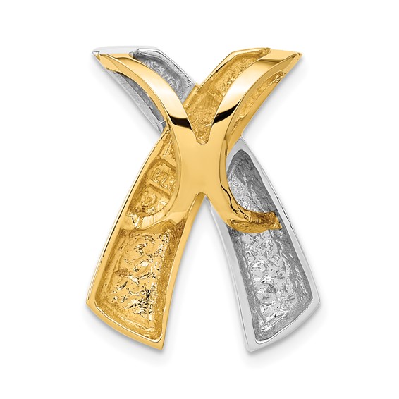 14k Two-tone X Slide