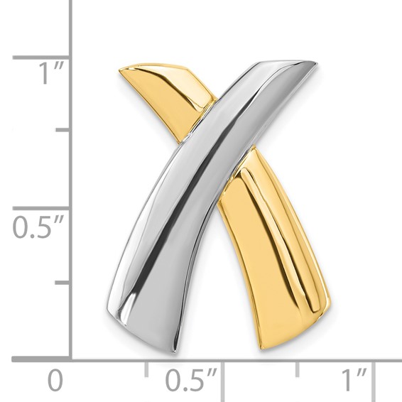 14k Two-tone X Slide