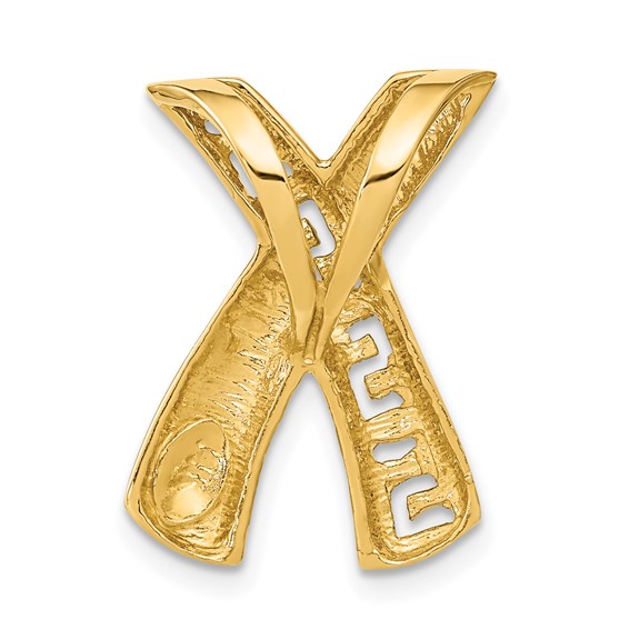 14k and Rhodium Greek Key Slide