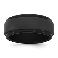 Silicone Black 9mm Ridged Edge Band view 1