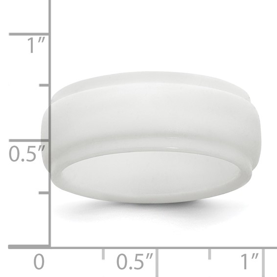 Silicone White 9mm Ridged Edge Band