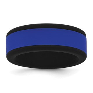 Silicone Black with Removable Blue Center 8mm Band