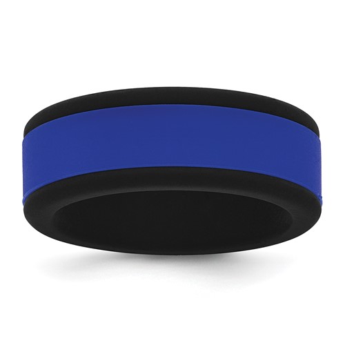 Silicone Black Band with Removable Blue Center 8mm