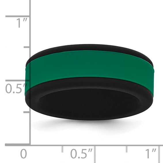 Silicone Black with Removable Green Center 8mm Band