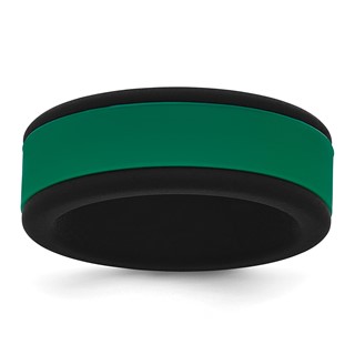 Silicone Black with Removable Green Center 8mm Band